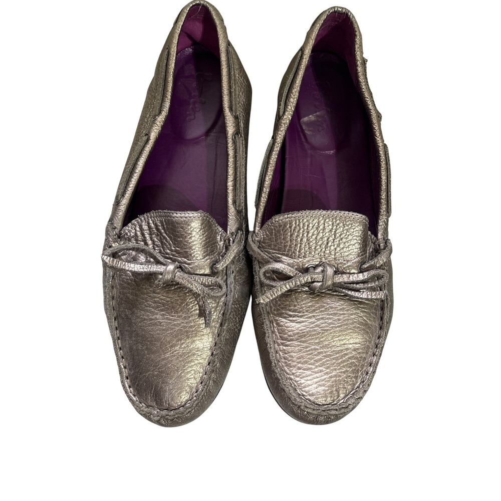Boden Metallic Bronze Leather Loafers Women's Slip On Driving 40